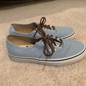 Blue Vans with leather laces